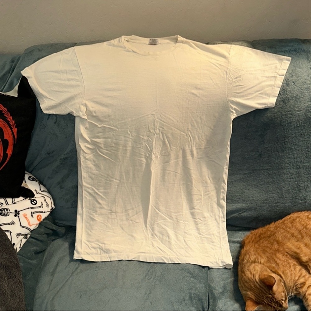Hanes Classic White T-Shirt size large damaged
